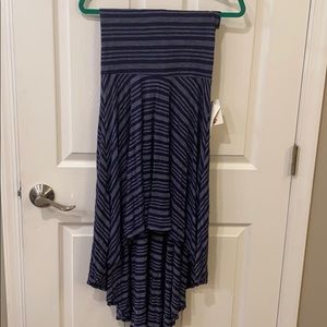 High Low Striped Strapless Dress